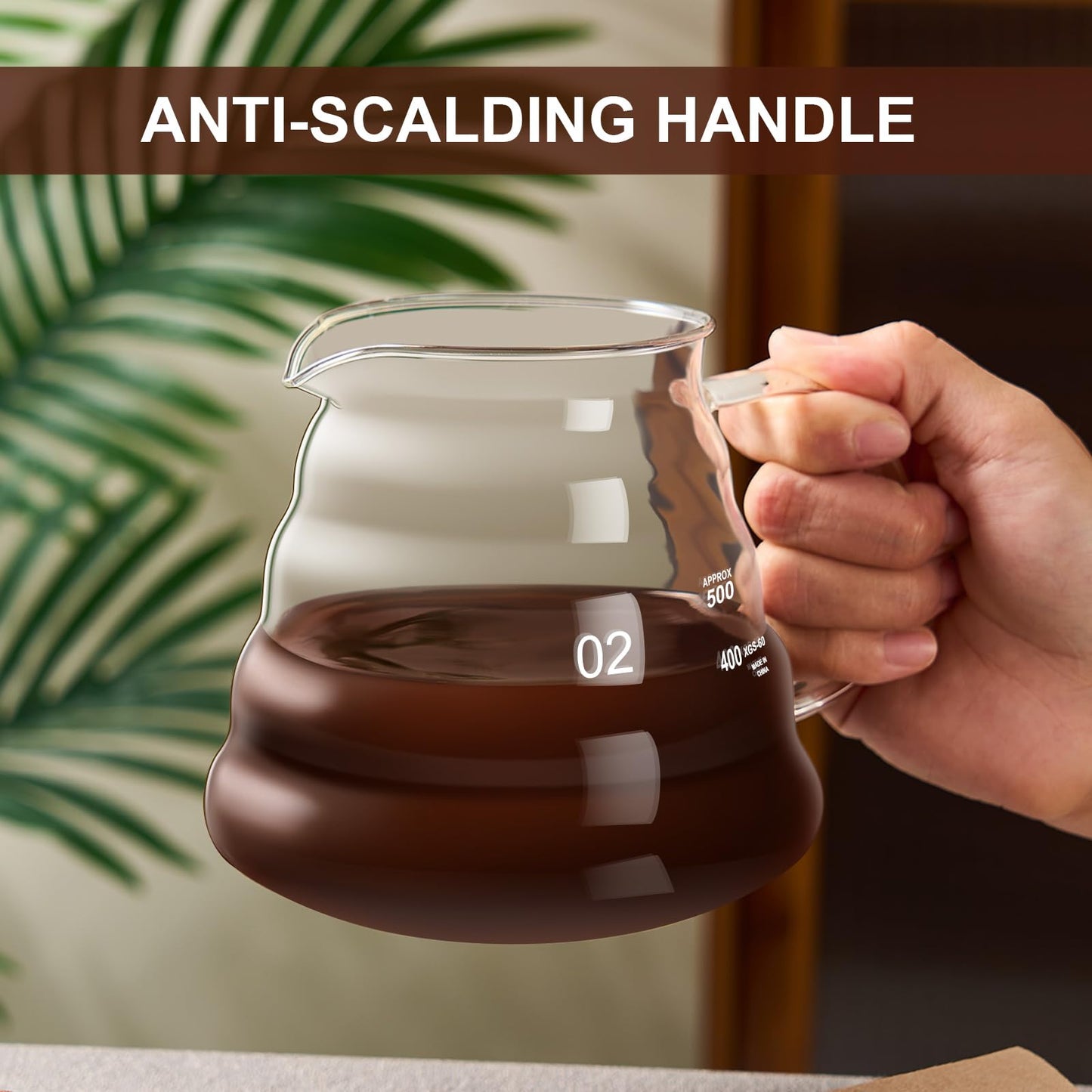 Borosilicate Glass Pour Over Coffee Maker 20 OZ w/ 50 pcs V60 Paper Filter