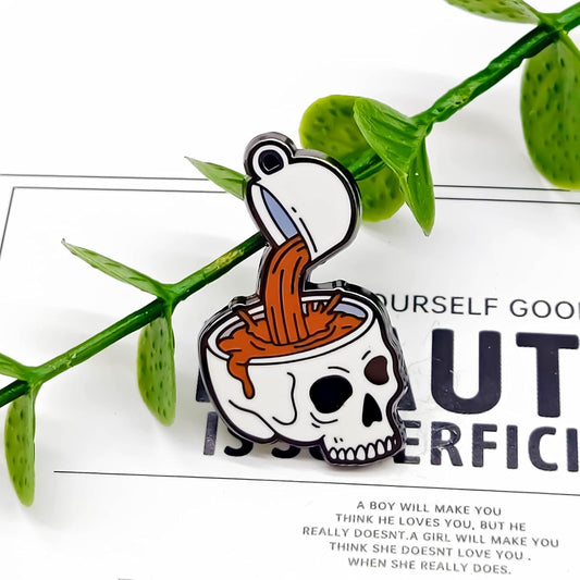 Coffee For Your Brain Enamel Lapel Pin