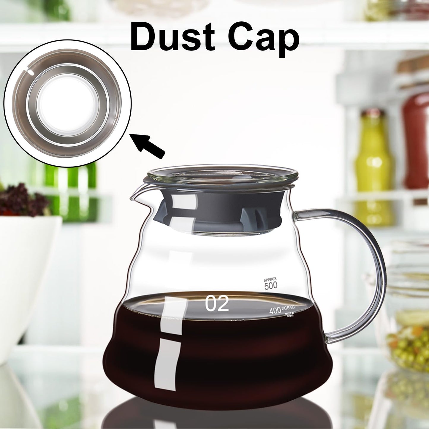 Borosilicate Glass Pour Over Coffee Maker 20 OZ w/ 50 pcs V60 Paper Filter