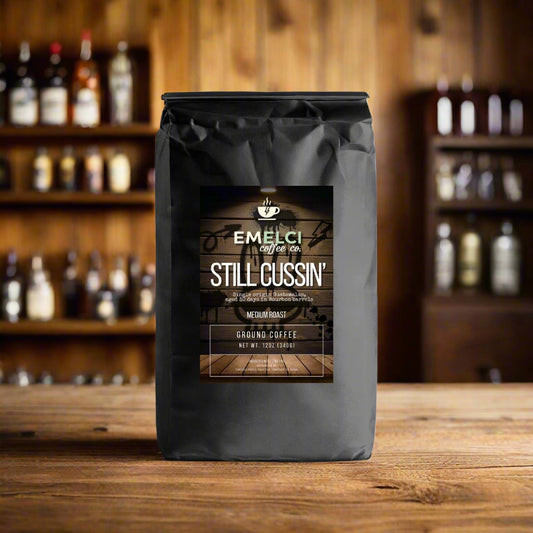 Emelci Coffee Co. Still Gussin coffee bag on a white background